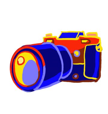 Birincil renk şeması kırmızı mavi günlük nesne el çizimi illüstrasyon