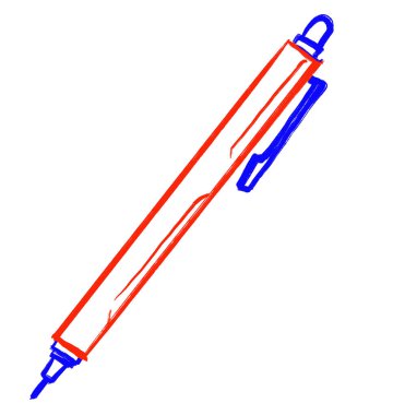 Birincil renk şeması kırmızı mavi günlük nesne el çizimi illüstrasyon