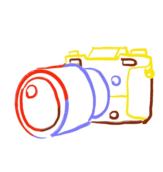 Primary Color Scheme Red Blue Yellow Everyday Object Hand Drawn — Stockfoto