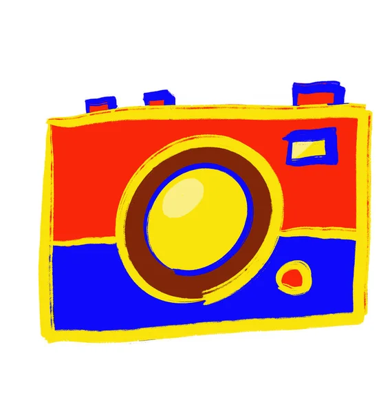 Primary Color Scheme Red Blue Yellow Everyday Object Hand Drawn — Stockfoto