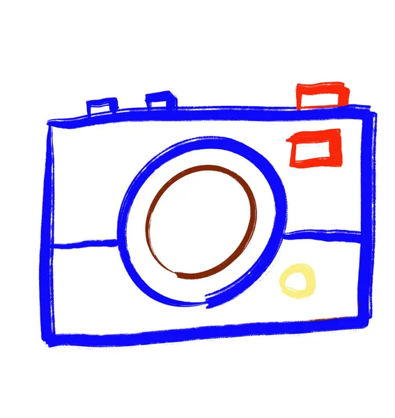 Primary Color Scheme Red Blue Yellow Everyday Object Hand Drawn — Stockfoto