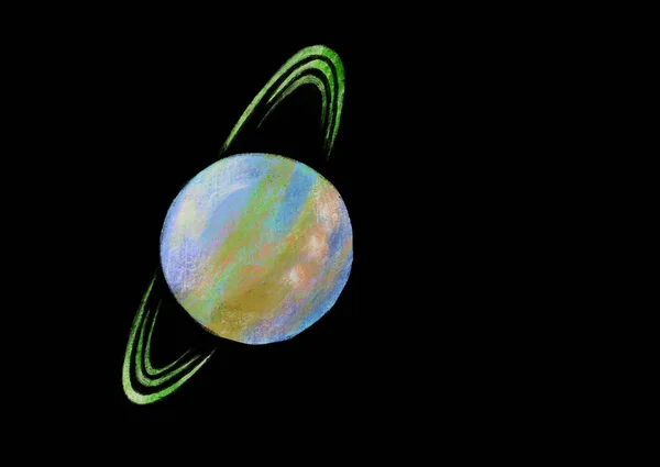 Colorful Planet Star Space Illustration Painting Chalk Art Drawing — Stock Photo, Image