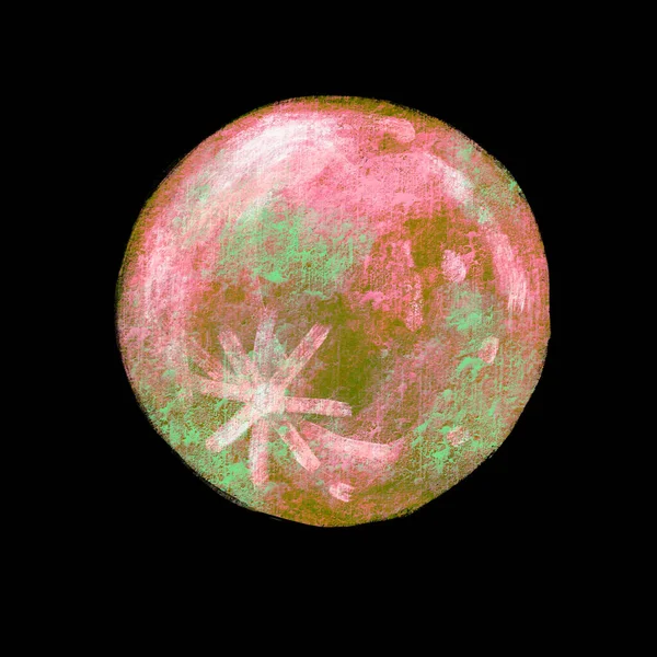 Planète Colorée Étoile Dans Espace Illustration Peinture Craie Art Dessin — Photo