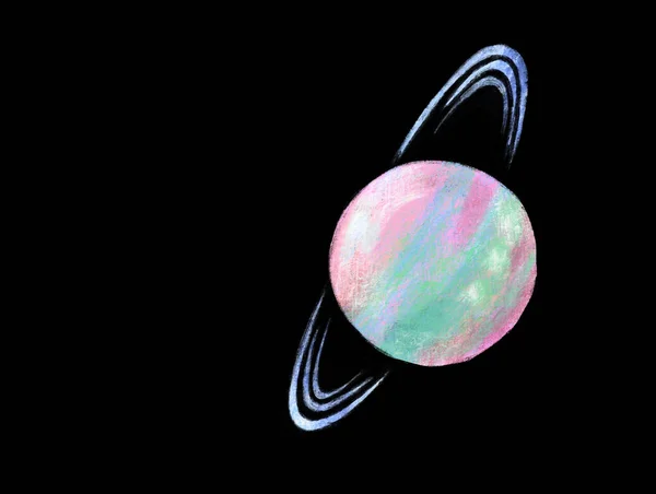 Színes Bolygó Csillag Űrben Illusztráció Festmény Kréta Művészet Rajz — Stock Fotó