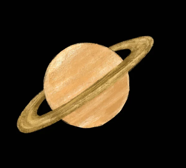Saturno Sistema Solare Pianeti Illustrazione Pittura Gesso Arte Disegno — Foto Stock