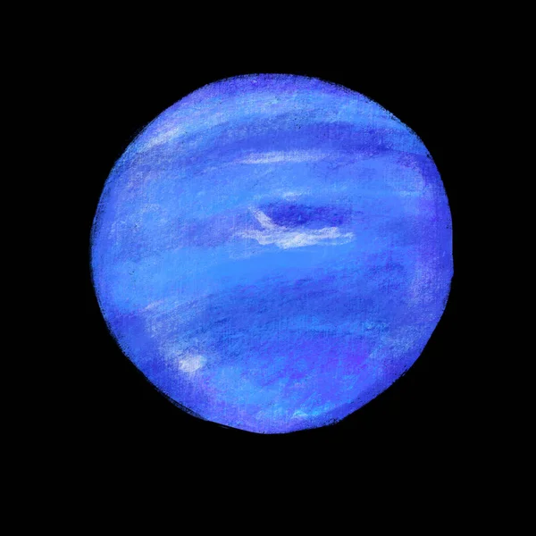 Neptune Planètes Système Solaire Illustration Peinture Craie Art Dessin — Photo