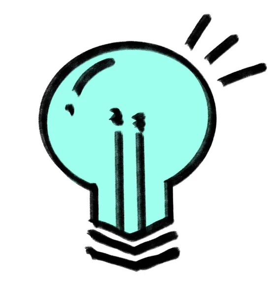 Creative Solution Light Bulb Hand Draw Doodle Illustration Icon Artistic — Photo