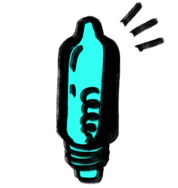 Creative Solution Light Bulb Hand Draw Doodle Illustration Icon Artistic — Zdjęcie stockowe