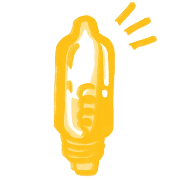 Creative Solution Light Bulb Hand Draw Doodle Illustration Icon Artistic — стоковое фото