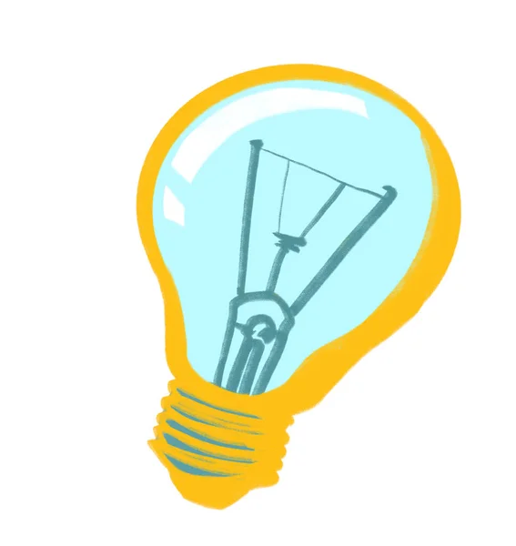 Creative Solution Light Bulb Hand Draw Doodle Illustration Icon Artistic — Photo