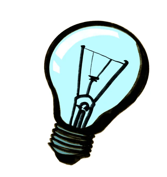 Creative Solution Light Bulb Hand Draw Doodle Illustration Icon Artistic — Photo