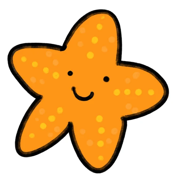 Starfish Marine Sea Animal Cartoon Hand Drawn Doodle Illustration Art — Fotografia de Stock