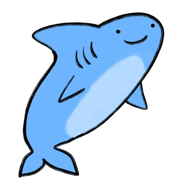 Shark Marine Sea Animal Cartoon Hand Drawn Doodle Illustration Art — Foto Stock