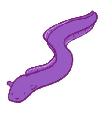 Deniz hayvanı karikatürünün altında yılan balığı denizcisi çizilmiş karalama çizimi