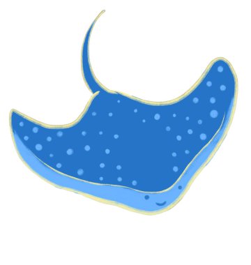 Manta ışını denizcisi karikatür el karalama sanatını çizdi.