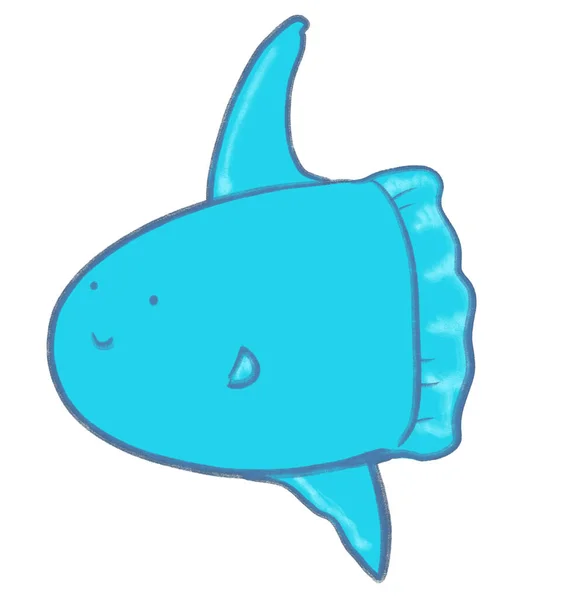 Sunfish Mola Mola Marine Sea Animal Cartoon Hand Drawn Doodle — Stok fotoğraf