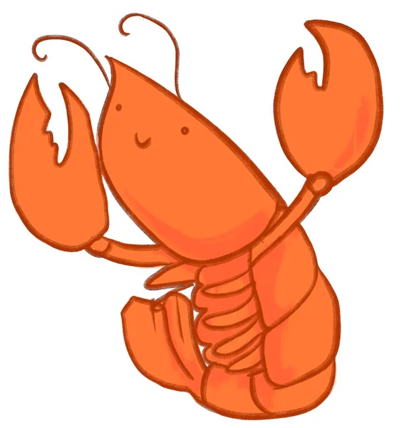 Lagosta Marinha Sob Mar Animal Desenho Animado Mão Desenhado Doodle — Fotografia de Stock