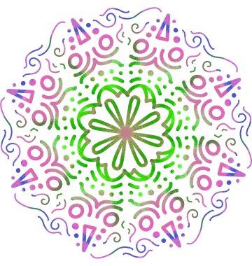 Mandala desenli süs el çizimi simetrik meditasyon