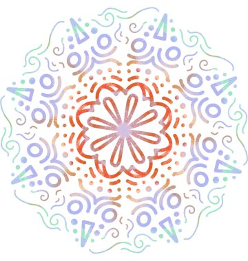 Mandala desenli süs el çizimi simetrik meditasyon