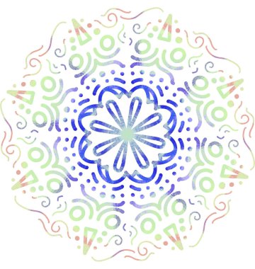 Mandala desenli süs el çizimi simetrik meditasyon