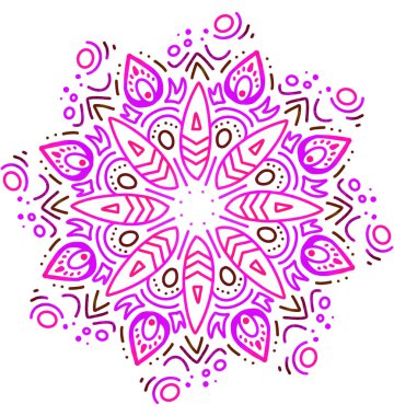 Mandala desenli süs el çizimi simetrik meditasyon