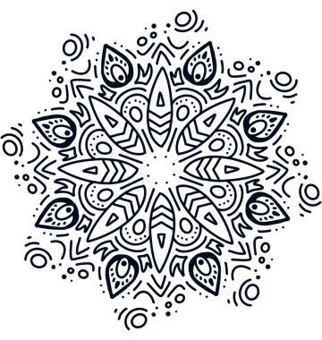 Mandala desenli süs el çizimi simetrik meditasyon