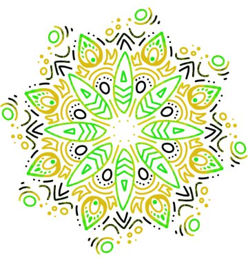 Mandala desenli süs el çizimi simetrik meditasyon