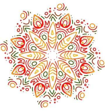 Mandala desenli süs el çizimi simetrik meditasyon