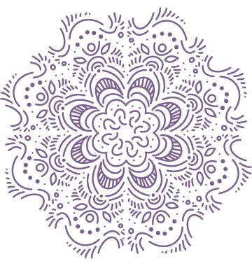 Mandala desenli süs el çizimi simetrik meditasyon