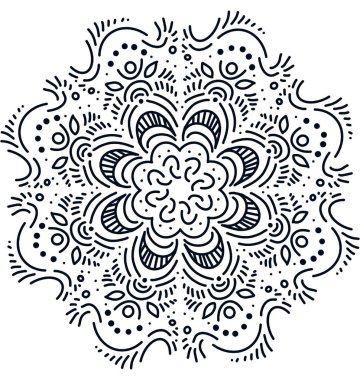 Mandala desenli süs el çizimi simetrik meditasyon