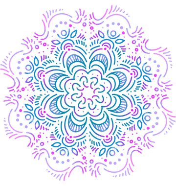 Mandala desenli süs el çizimi simetrik meditasyon