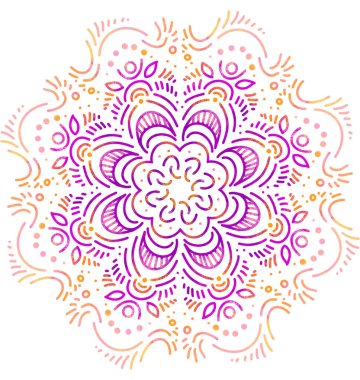 Mandala desenli süs el çizimi simetrik meditasyon