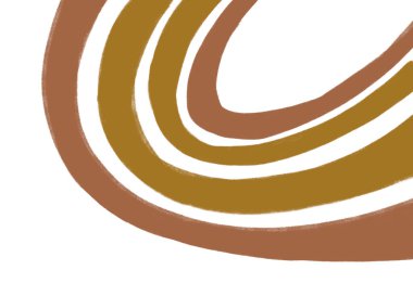 Boho eğri çizgisi gökkuşağı şekli ve soyut organik el çizimi resim sanatı