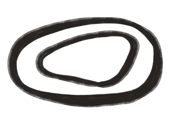 Boho环状卵石形状与线条抽象有机手绘插图艺术 — 图库照片