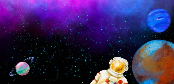 Astronaut Ruimtepak Universum Artistiek Sketh Illustratie Schilderen Stijl Kunst — Stockfoto