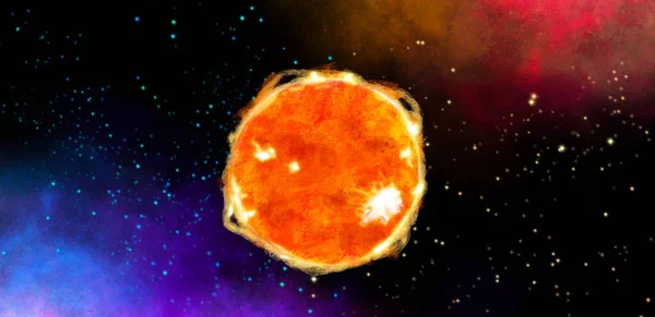 Espace Univers Planète Flottant Dans Système Solaire Andomedra Étoilé Dessin — Photo