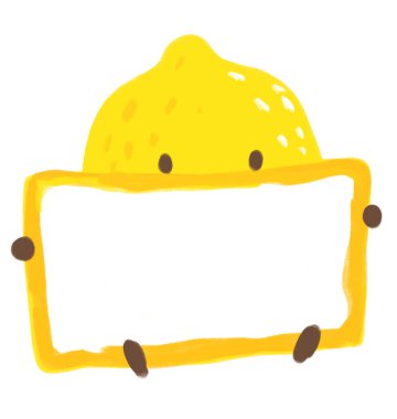 Sarı limon gösterisi tanıtım işareti çizgi film çizimi karakteri