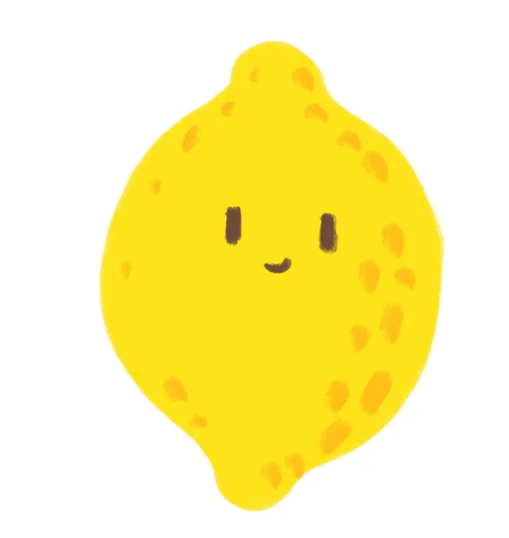 黄色いレモン幸せな笑顔アクティブ漫画イラストキャラクター — ストック写真