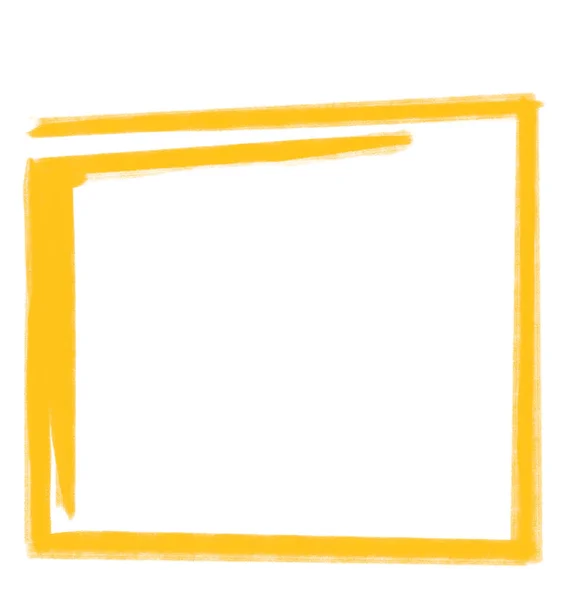 Sárga Keret Doboz Blob Formában Rajzfilm Illusztráció Művészet — Stock Fotó