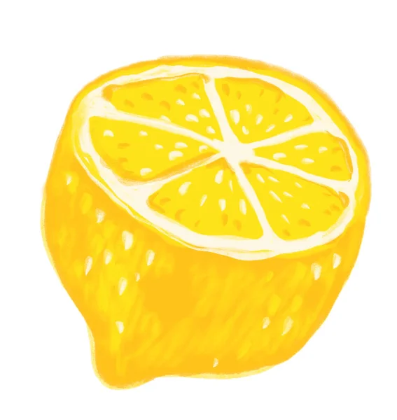 Amarillo Jugoso Rodajas Limón Dibujo Animado Ilustración Arte — Foto de Stock