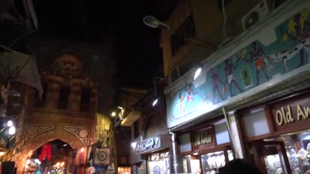 Cairo Egipto Dic 2019 Khan Mercado Caminando Por Noche Turista — Vídeos de Stock