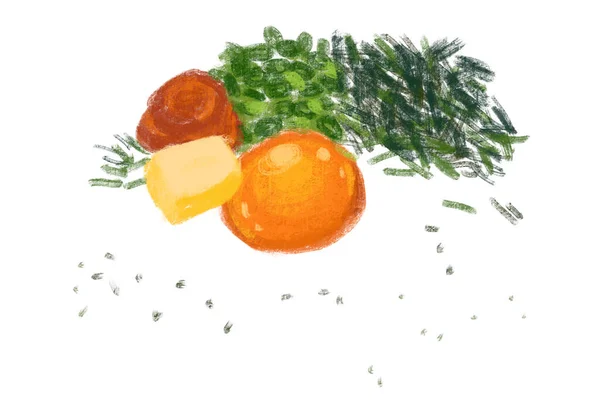 Japanese Noodle Topping Yolk Seaweed Scallion Butter Mentaiko Illustration — Stock Photo, Image