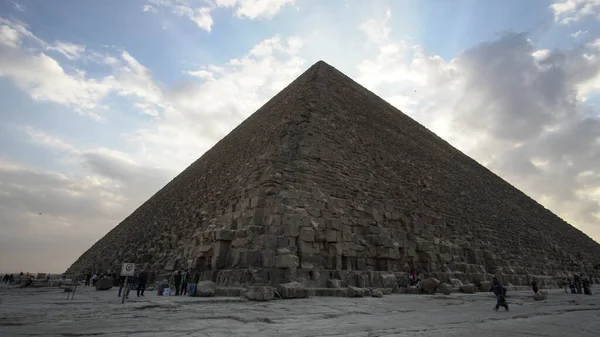 Grande Merveille Pyramidale Gizeh Gros Plan Avec Beau Ciel Égyptien — Photo