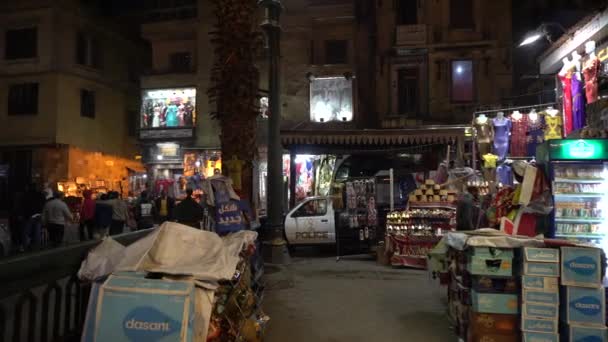 Cairo Egipto Dic 2019 Khan Khalili Mercado Noche Vida Local — Vídeos de Stock