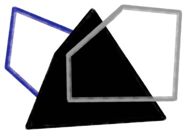 Mavi gri siyah Geometric minimal biçim el çizimi illüstrasyonu