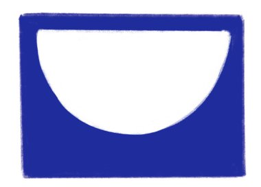 Mavi gri siyah Geometrik yarım daire minimal biçim eleman el çizimi illüstrasyonu