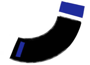 Mavi gri siyah Geometrik yarım daire minimal biçim eleman el çizimi illüstrasyonu