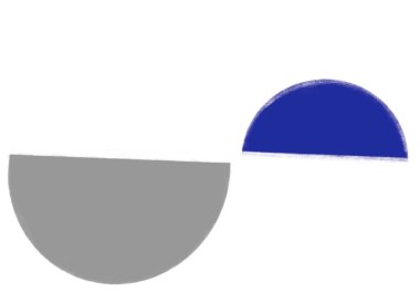 Mavi gri siyah Geometrik yarım daire minimal biçim eleman el çizimi illüstrasyonu