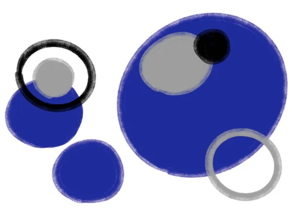 Blau Grau Schwarz Geometrischer Kreis Minimales Stilelement Hand Zeichnung Illustration — Stockfoto