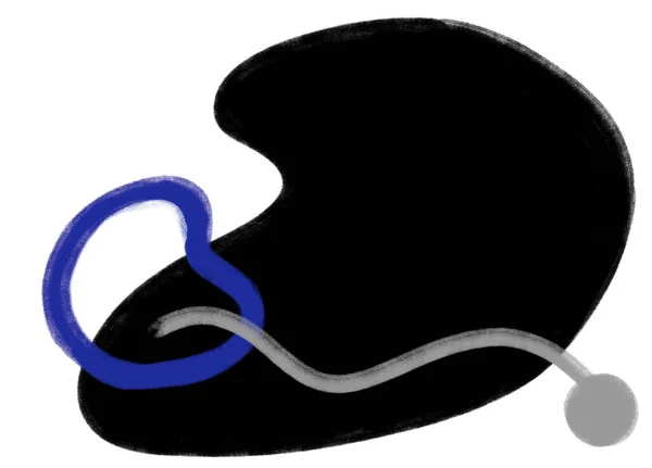 Azul Gris Negro Blob Orgánico Geométrico Mínimo Elemento Estilo Dibujo — Foto de Stock
